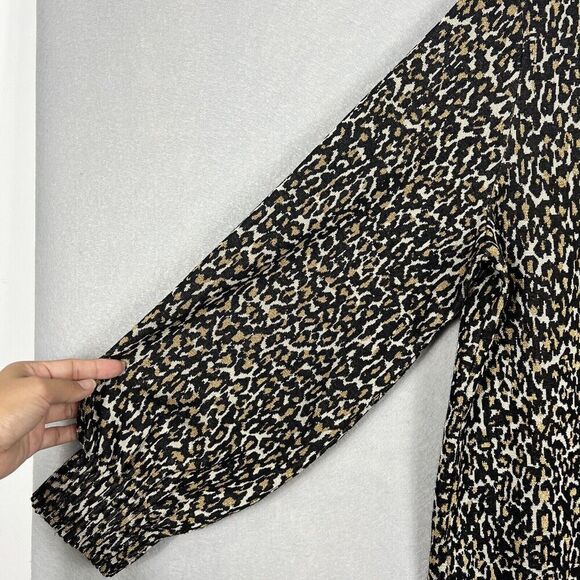 Kobi Halperin Top Size Medium Leopard Print Long Sleeve Smocked Cuff Oversized - Picture 4 of 12